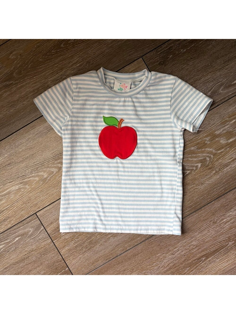 Stitchy Fish Apple Appliqué Striped Tee